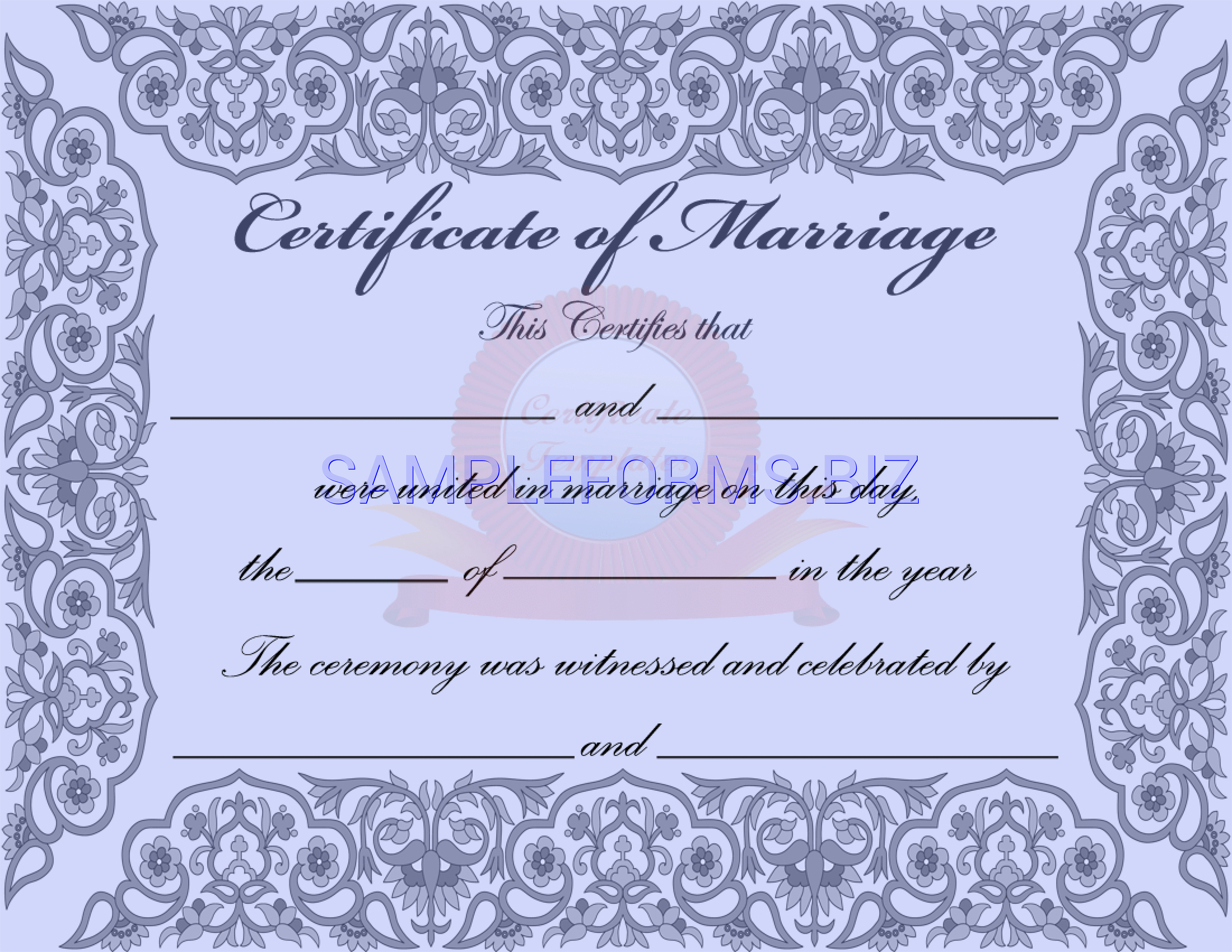 Preview free downloadable Marriage Certificate 2 in PDF (page 1)