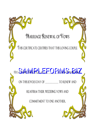 Renewal of Marriage Vows Certificate pdf free